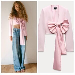 🦋 Bloggers Favorite 🦋 NWT Zara Crop Satin Effect Blazer Size M